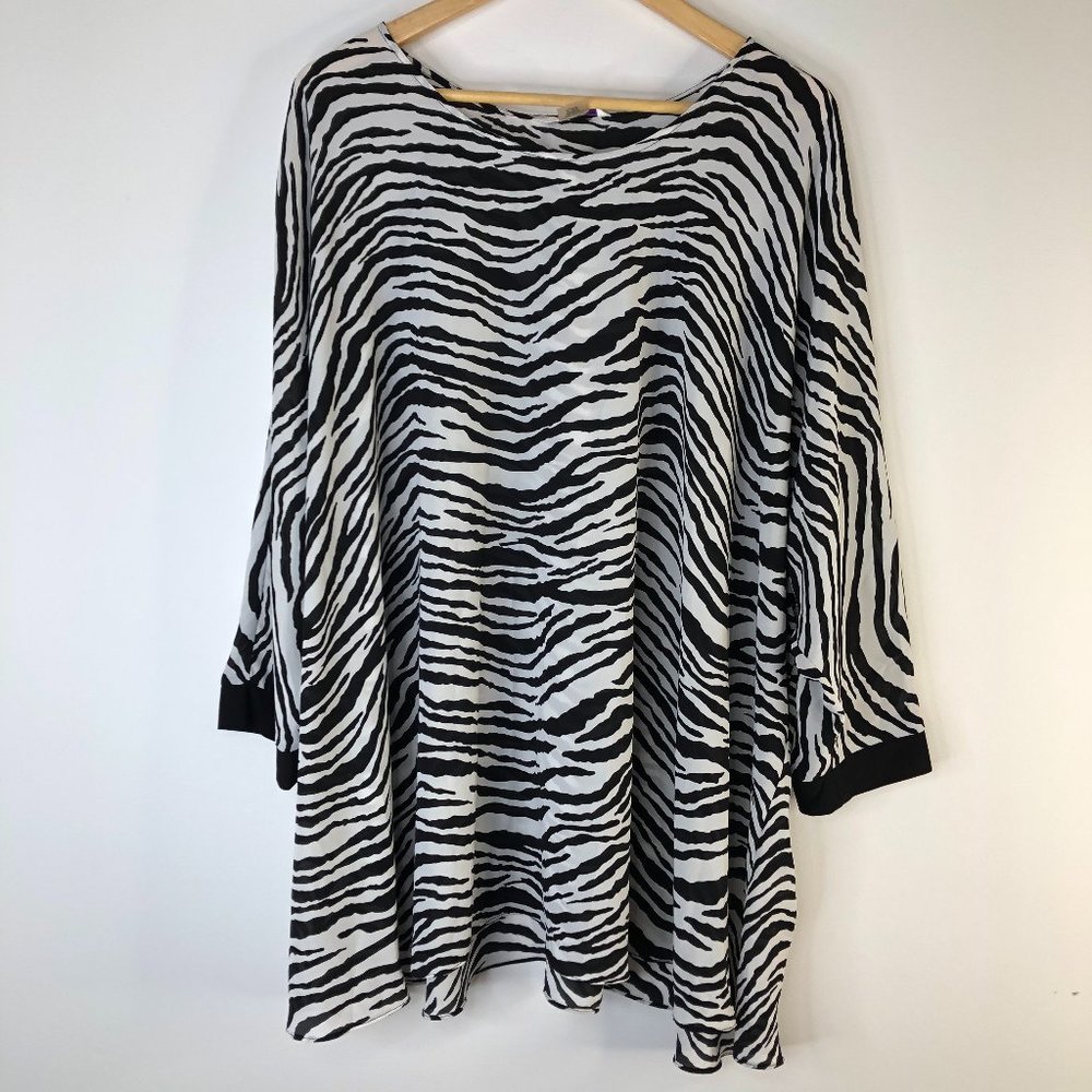 TanJay Women Zebra Print Top Swim Coverup Size XL